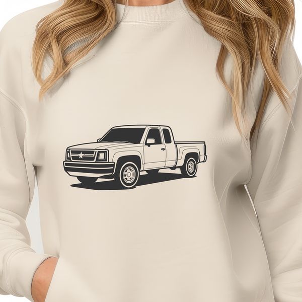 Vector Pickup Truck Graphic A digital representation of a pickup truck, created as a vector graphic for various design applications.