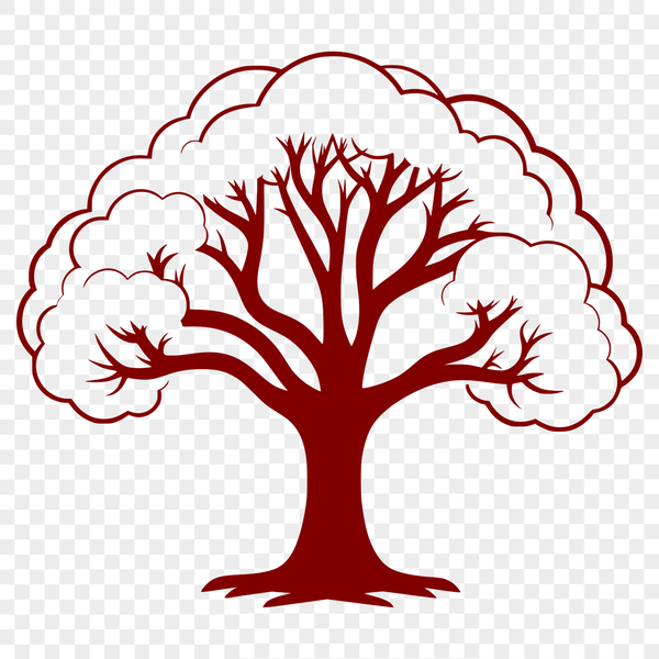 Stylized Tree Design for Digital Crafting A stylized illustration of a tree, suitable for digital cutting machines and creative projects.