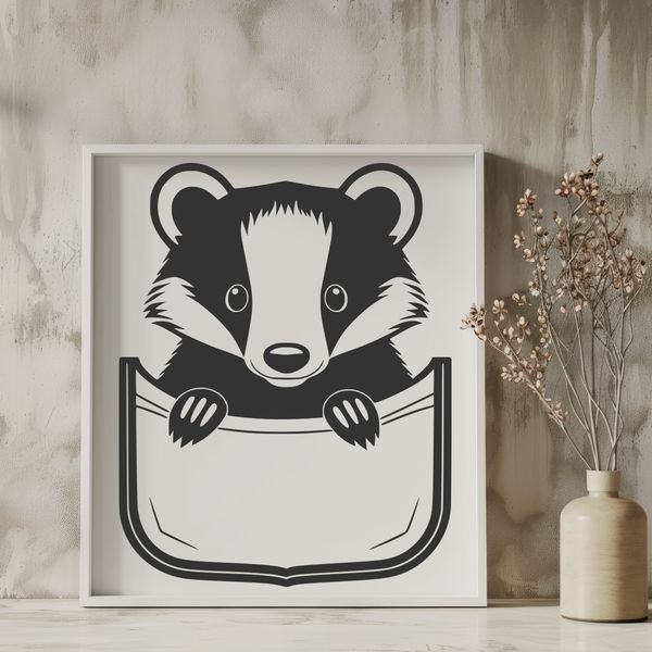 Vector illustration of a wild badger, suitable for digital design and crafting projects.