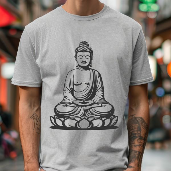 Buddha Statue in Vector Format Buddha figure with meditative expression in vector design format.