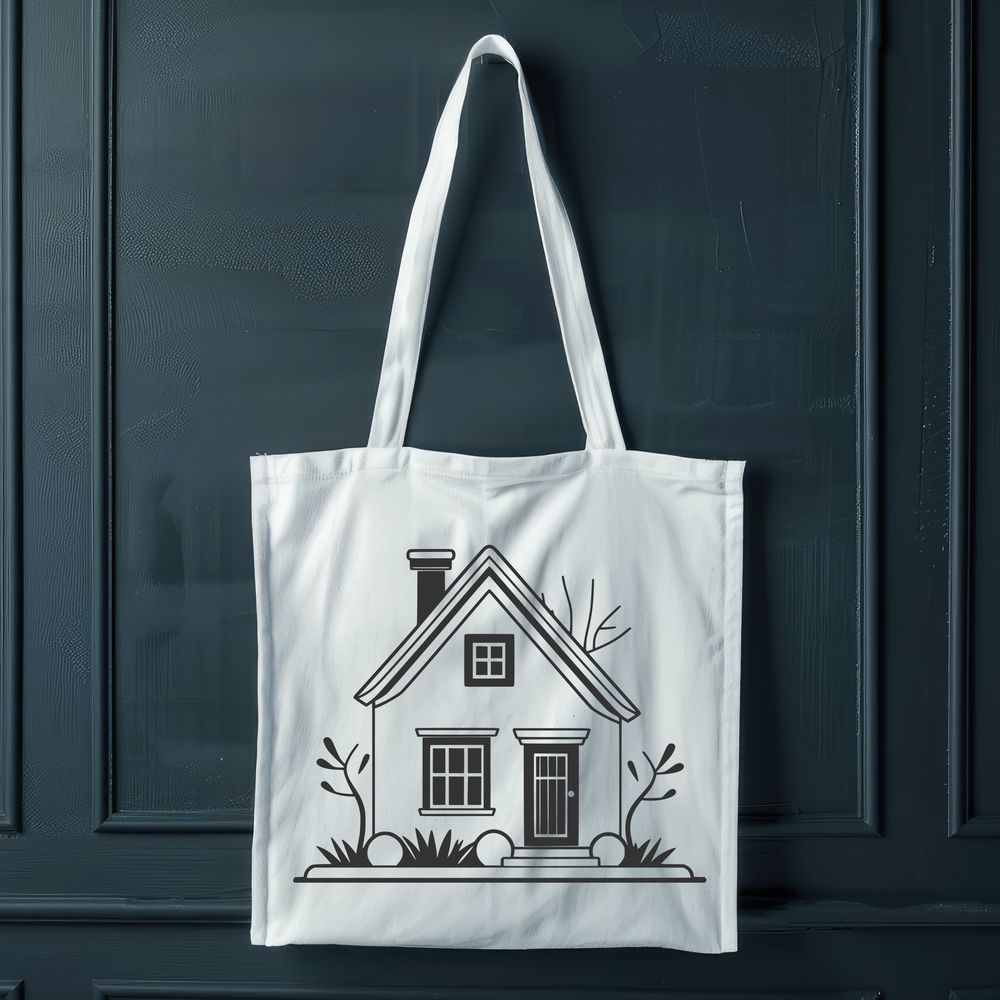 Sloping Roof House Vector Graphic A two-story house with a sloping roof and windows on each side.