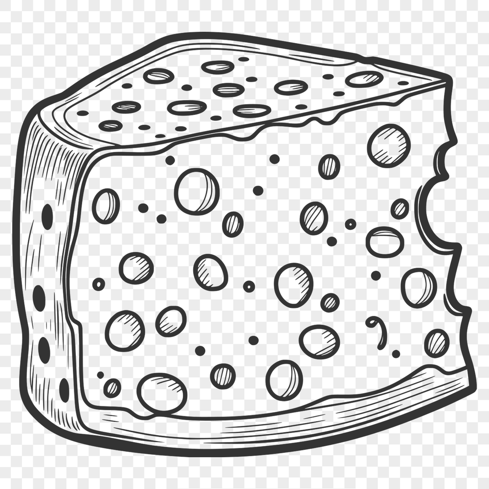 Delicious Graphic Cheese Slice A high-quality graphic illustration of a wedge of cheese in vector format.