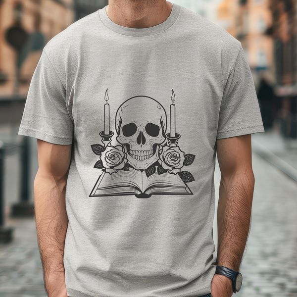 Elegant Skull SVG Graphic A stylized Gothic-style skull design featuring intricate details and lines, suitable for graphic projects.