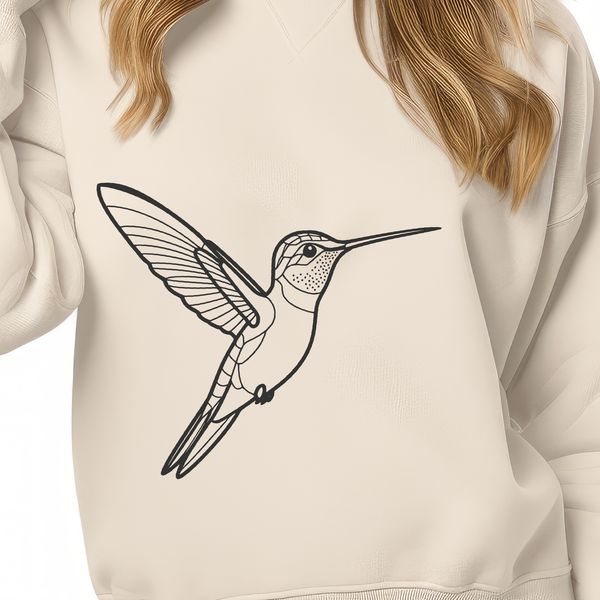 Perched Beauty Vector Design A vector graphic design featuring a detailed hummingbird perched on a branch.