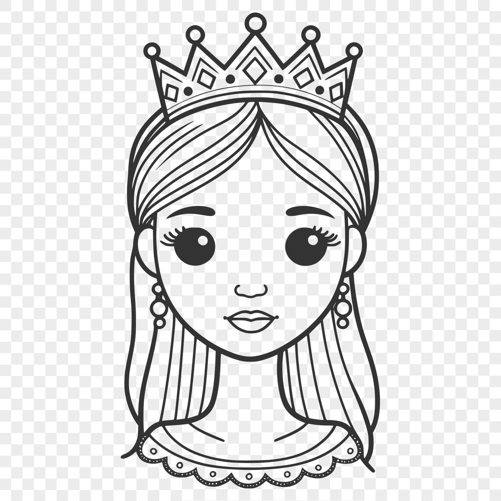 Crowned Beauty Clip Art A princess silhouette with a crown and flowing gown.