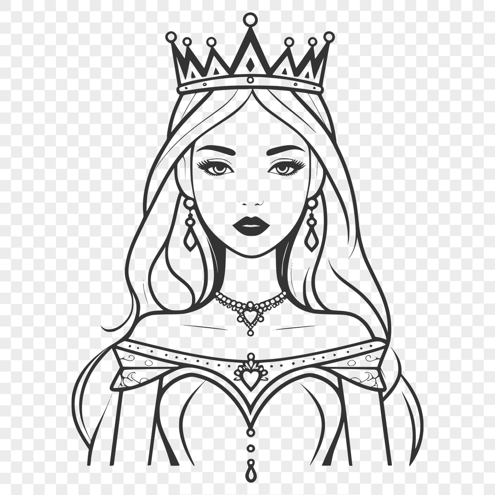 Beautiful Medieval Princess Character A regal female character in medieval attire, ideal for vector art projects.
