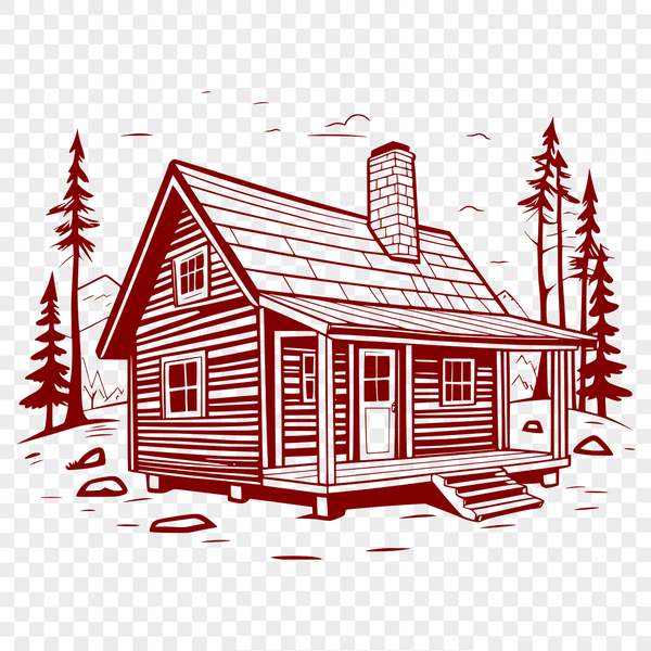 Cozy Cabin in the Forest Vector Graphic A digital illustration of a cozy cabin in the woods, suitable for vector art and clipart.