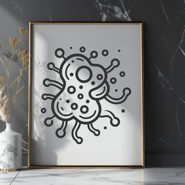 Vector illustration of a single bacterium with detailed features.
