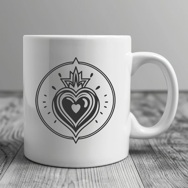 Beautiful Religious Clip Art Design SVG illustration of the Sacred Heart, a classic religious icon used in various art forms.