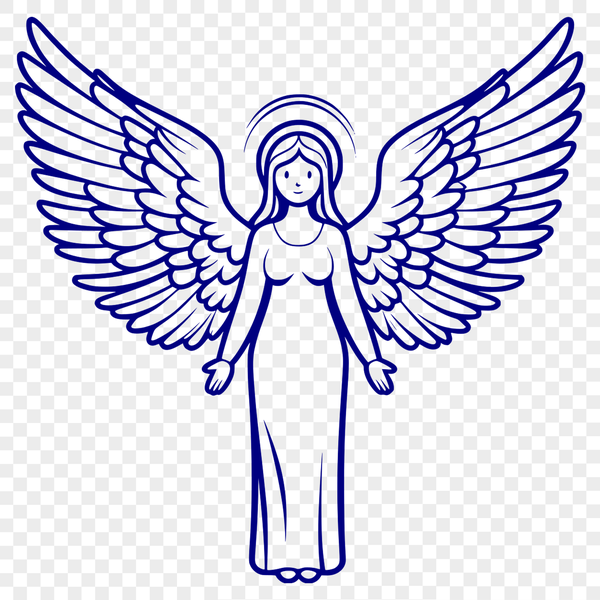 Serene Angel Illustration A detailed vector illustration of a serene angel in mid-air.