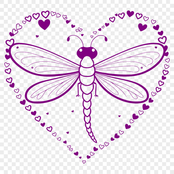 Colorful Dragonfly Vector Graphics Clip Art A colorful dragonfly with love hearts in its wings, designed as a vector graphic.