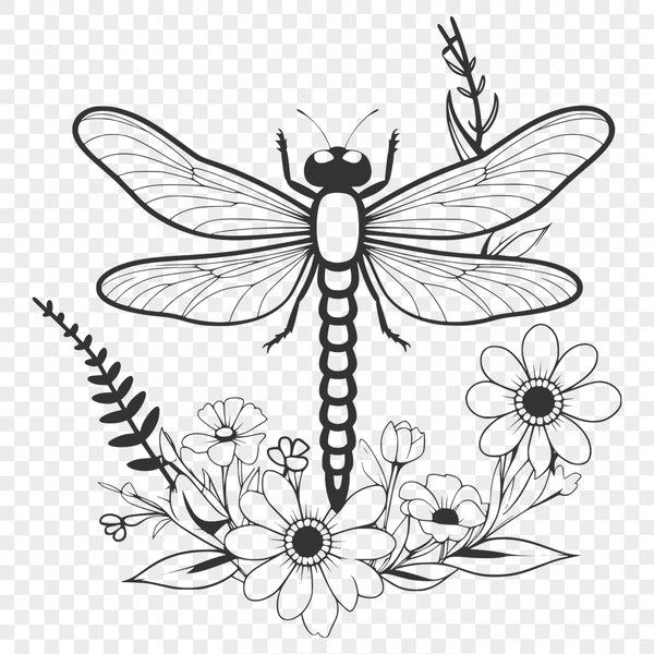 Intricate Dragonfly Illustration A high-quality illustration of a dragonfly, created as a vector image.