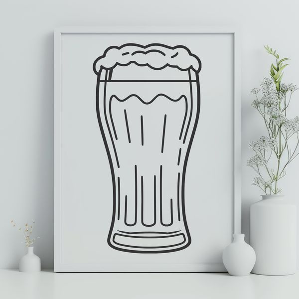 Free Beer Clip Art in Vector Format A digital representation of a beer in a glass, suitable for vector art and cutting machine designs.