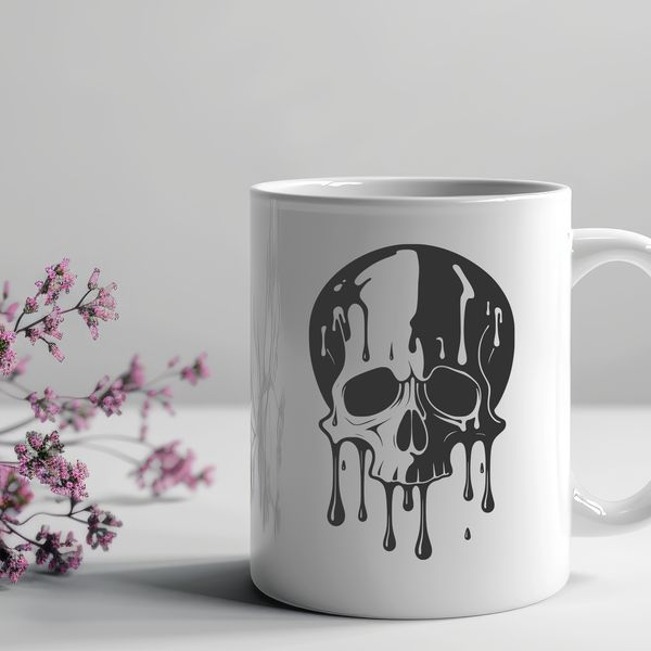 Stylized Gothic Skull Design A vector graphic of a stylized dripping skull design suitable for Halloween decorations or designs.