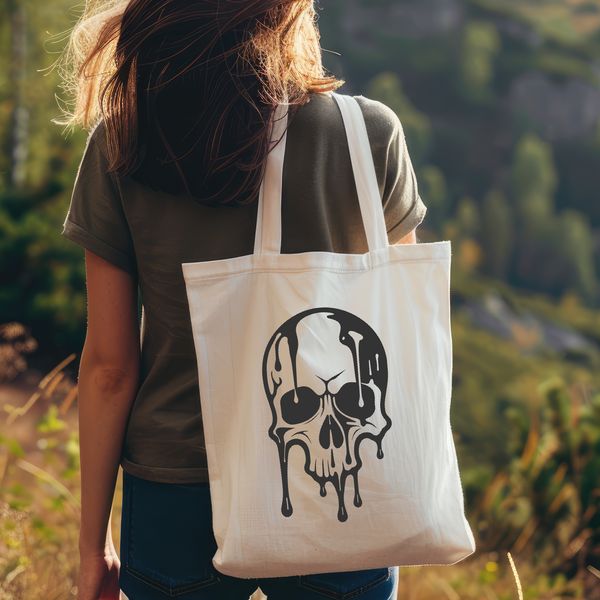 Spooky Skull Design SVG File A detailed illustration of a dripping skull in a gothic style, suitable for use in various designs.