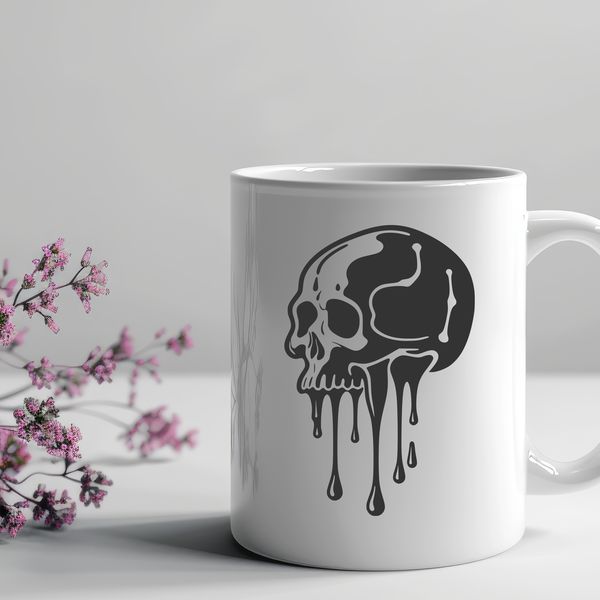 Free Vector Skull Illustration Download Gothic-inspired dripping skull vector design for Halloween decorations or art projects.