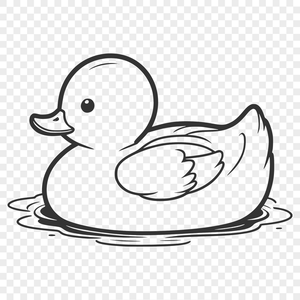 A simple vector illustration of a duck with feathers and beak.