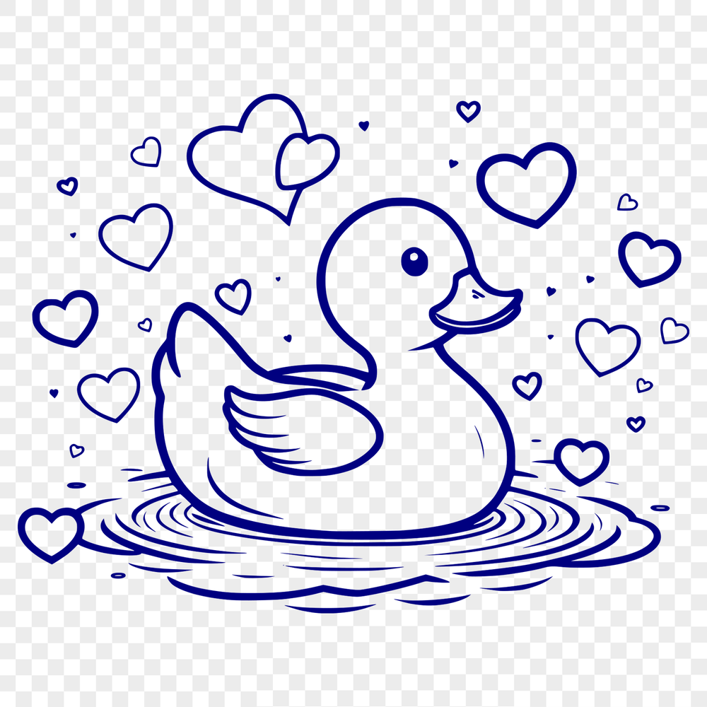 Quacking with Love A stylized illustration of a happy duck with love hearts surrounding it, suitable for various digital formats.