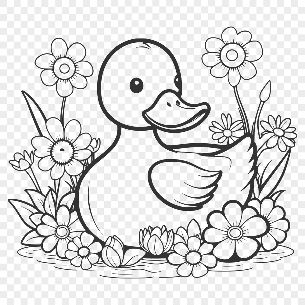 Simple Bird Design SVG Simple line art design of a bird, specifically a duck, suitable for digital crafting projects.