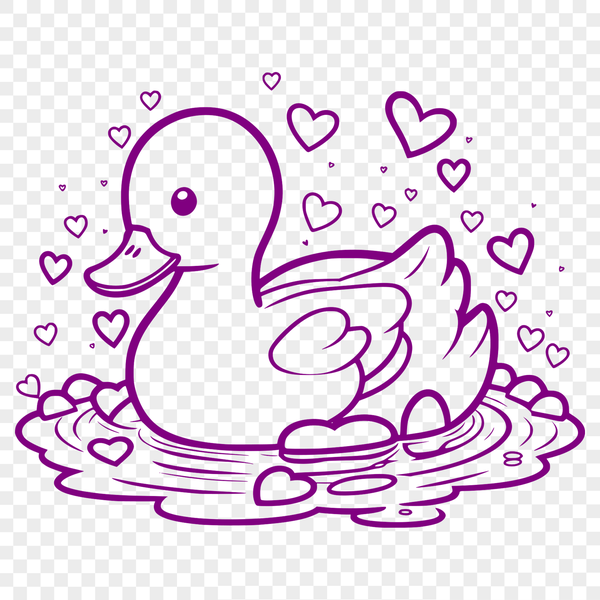 Quacking Love Bird A stylized vector illustration of a duck with love hearts integrated into the design.
