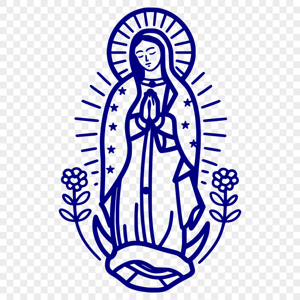 Floral Our Lady Of Guadalupe  Vector Illustration