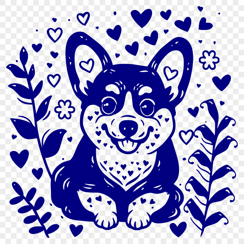 Floral Welsh Corgi - For Sublimation Project