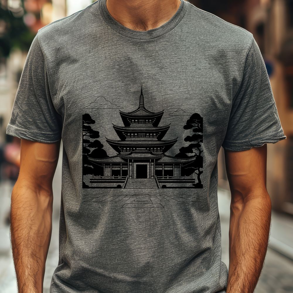 Free Vector Temple Design A Buddhist temple with ornate architecture, suitable for vector art designs.