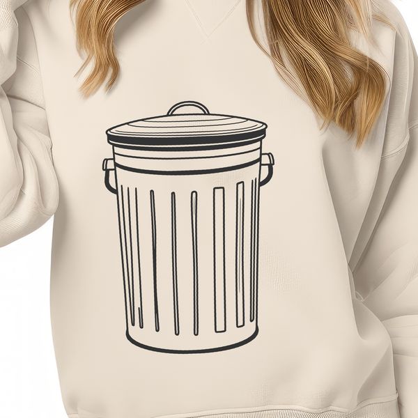 Beautiful Bin SVG Design for Crafting A simple illustration of a trash can with a lid on top, perfect for clipping art projects.