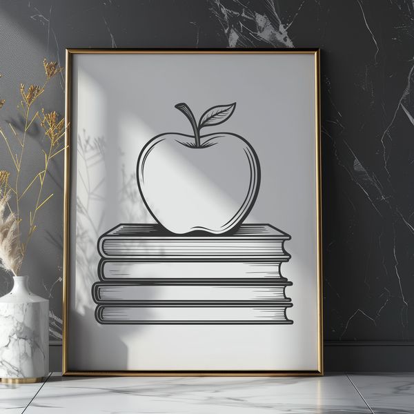 Stylized Apple Design Template An SVG vector art template featuring a stylized apple motif, ideal for teachers to use in lesson plans or presentations.