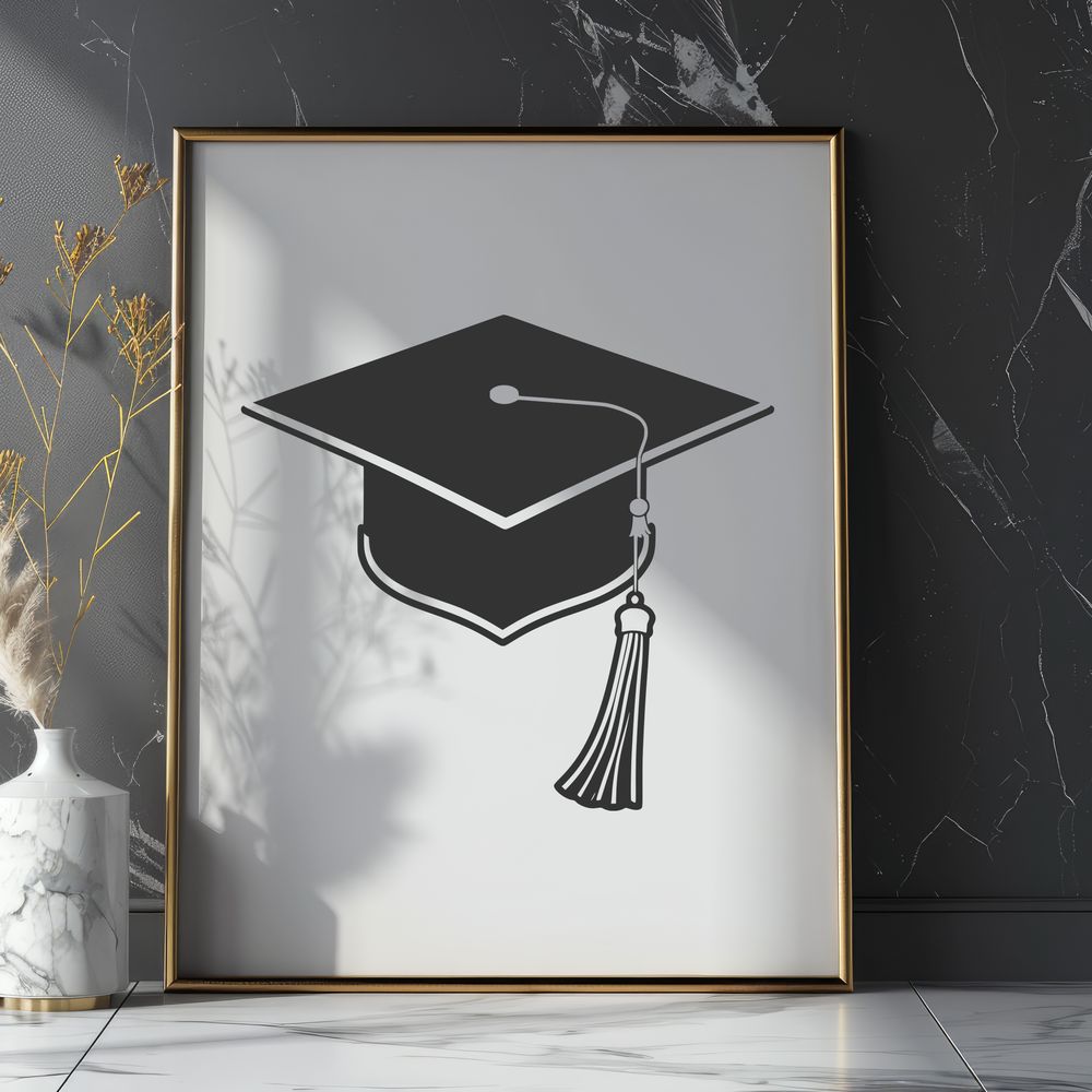 Celebrate Education Success with This Elegant Grad Cap Icon A traditional graduation cap symbolizing academic achievement and educational milestone.