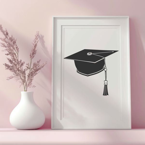 Iconic Graduation Cap Design A traditional graduation cap icon designed as vector art for educational use.