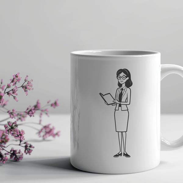 Woman Educator Silhouette A professional woman standing in front of a chalkboard, symbolizing the education profession.