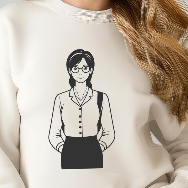 Teacher Illustration in Formal Setting An illustration of a teacher in a formal setting, suitable for educational and personal use projects.