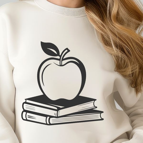 Modern Education Illustration A detailed illustration of a modern textbook with an apple logo on the cover.