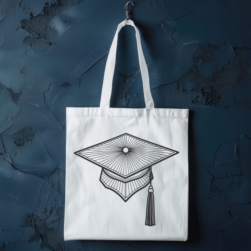 Graduation Cap Icon SVG File A white graduation cap with a tassel on top, symbolizing academic achievement in education.