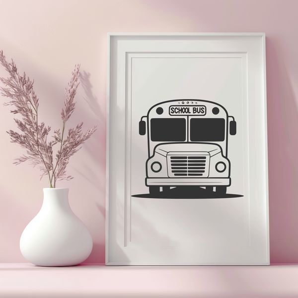 Bold Bus Illustration A stylized illustration of a school bus with bold lines and flat colors.