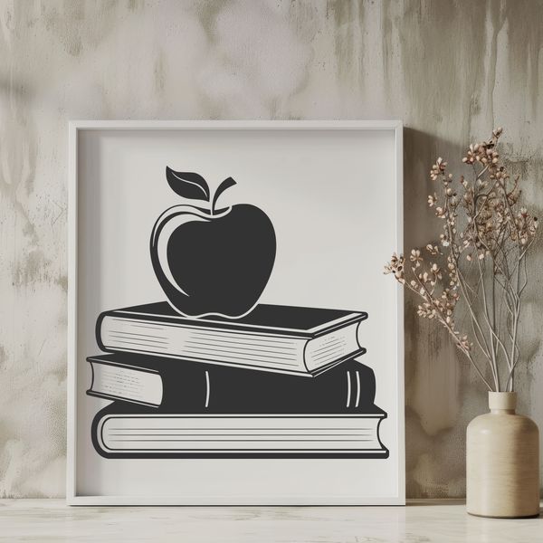 Illustrated Apple Book Icon A digital illustration of an apple book, ideal for educational settings and vector design.