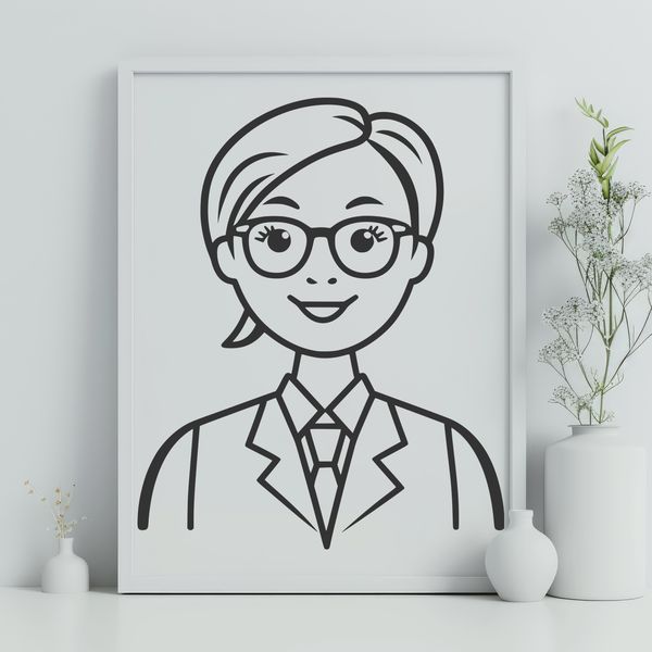 Woman in Teaching Profession SVG Design A vector illustration of an adult woman in a teaching profession.