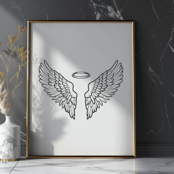 Delicate Angel Wing Design Vector A pair of delicate angel wings with intricate details, suitable for various design applications.