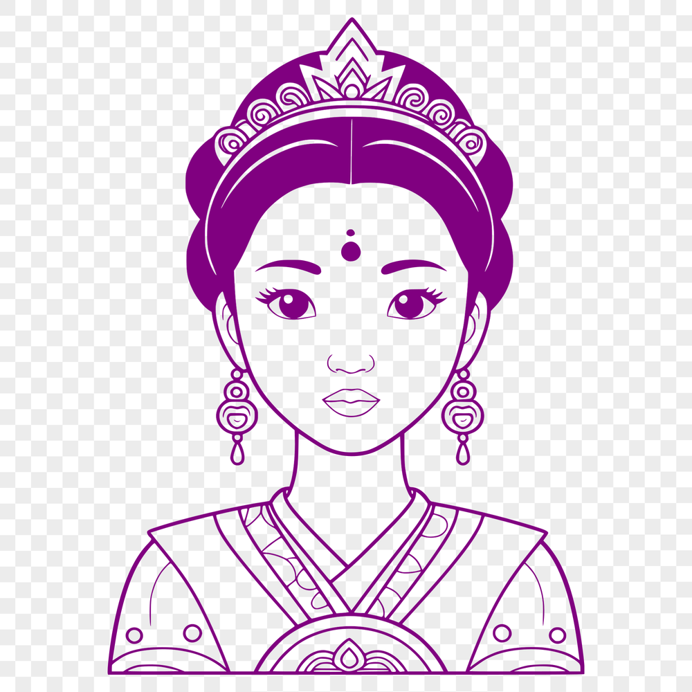 Girl in Crown SVG Icon An SVG vector graphic of a girl wearing a royal crown and holding a scepter.