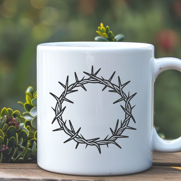 Beautiful Thistle Wreath Design A detailed illustration of a crown of thorns, suitable for various design applications.