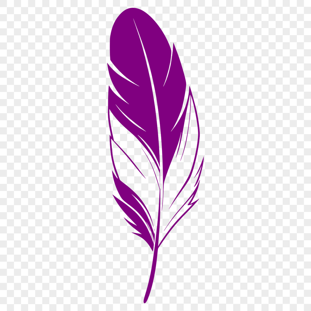 Simple White Feather Illustration A simple vector illustration of a single white bird's feather with clean lines and basic shape.
