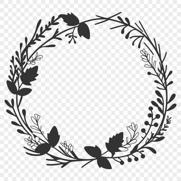 Beautiful Symmetrical Wreath Illustration An SVG clip art illustration of a symmetrical floral wreath suitable for various digital uses.