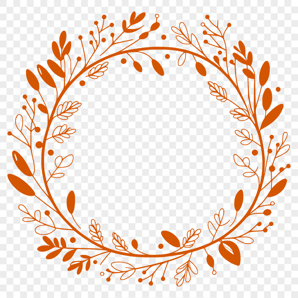 Intricate Floral Wreath Vector Design A decorative floral wreath made up of intricate leaves and flowers, designed as a vector image.