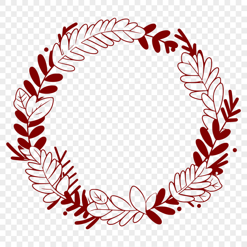 Creative Leafy Wreath Template A floral design vector illustration of a circular wreath with various leaves and flowers.