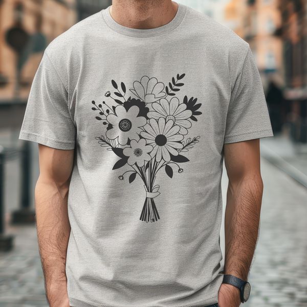 Beautiful Mix of Flowers Graphic A detailed illustration of a bouquet featuring a mix of flowers in various colors and arrangements.