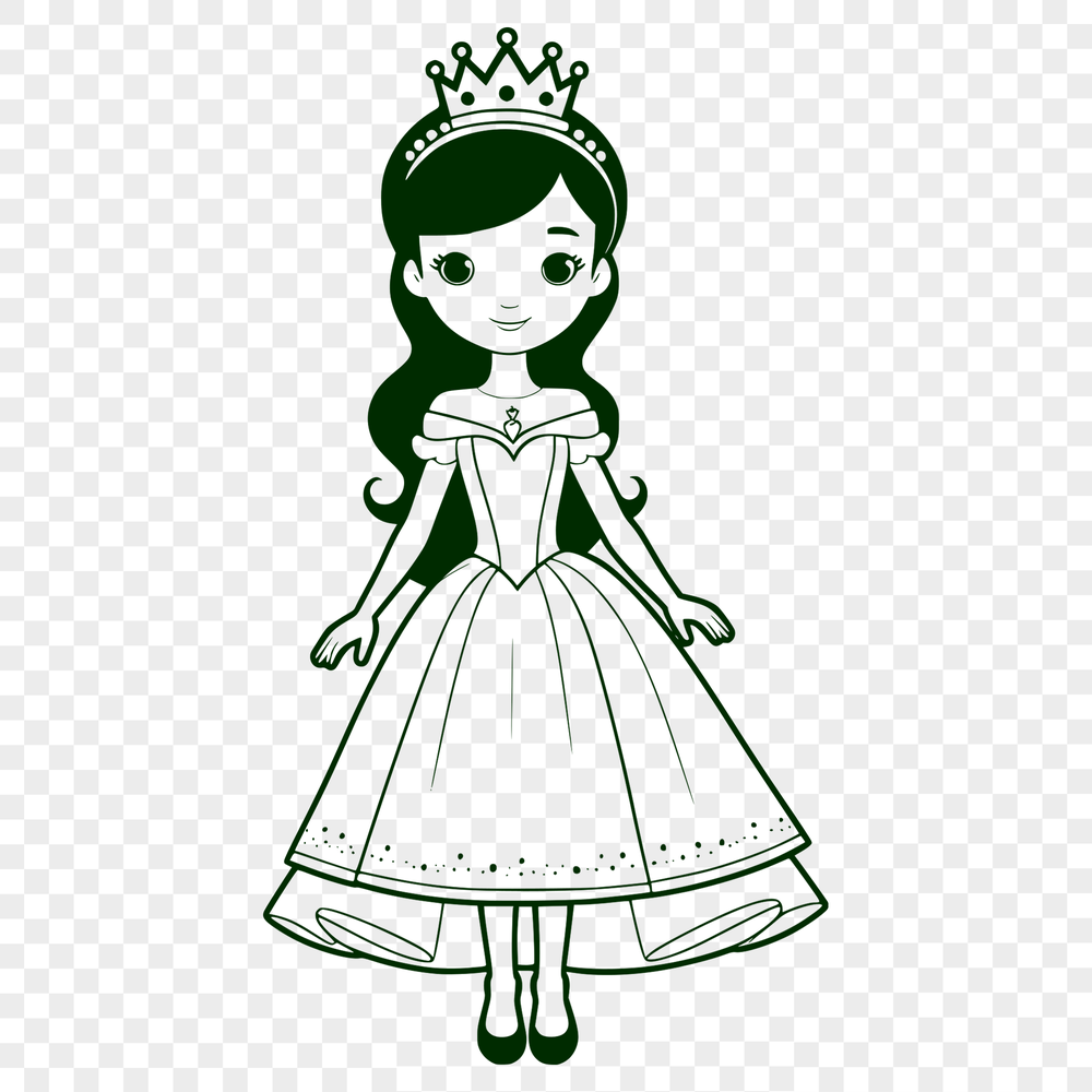 Princess Silhouette in Vector Format A vector graphic representation of a girl dressed as a princess.