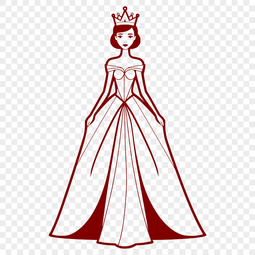 A young female character in a princess costume, suitable for vector art and digital design.