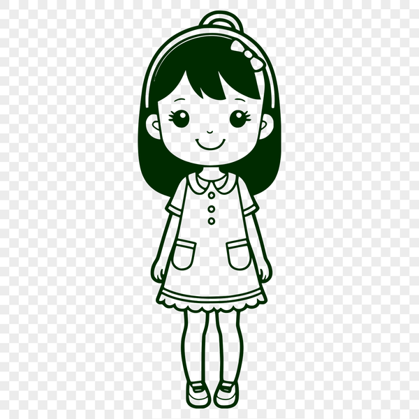 Beautiful Female Character SVG File A young girl character created as scalable vector graphics (SVG) for various digital uses.