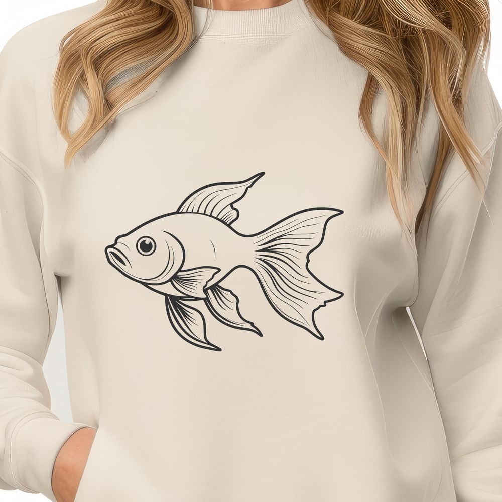 Small Bowl Fish Design SVG A colorful illustration of a goldfish in a small bowl, suitable as a vector graphic design element.
